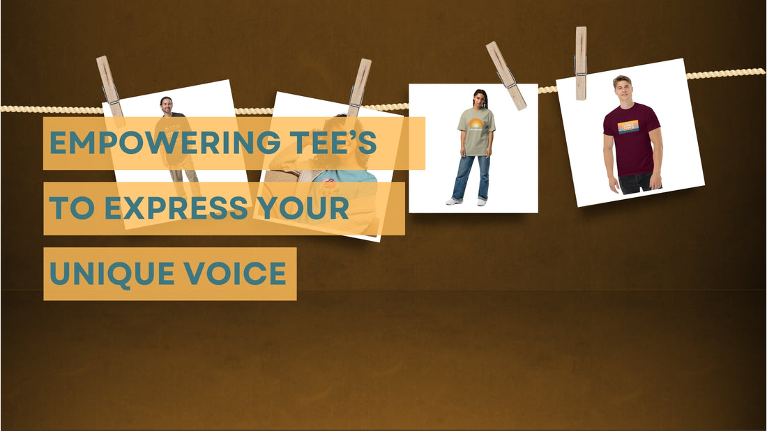 A creative display of empowering tees on a clothesline, showcasing unique designs for self-expression by Bold Expressions.