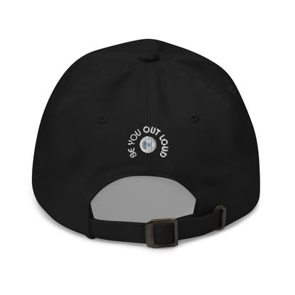 Black baseball cap with the word "Weekend" embroidered in white on the front. The brim is slightly curved. Text "Dad Hat" is written above the image.