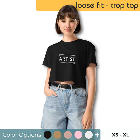 Women’s 'Artist' Empowering Black Crop Top