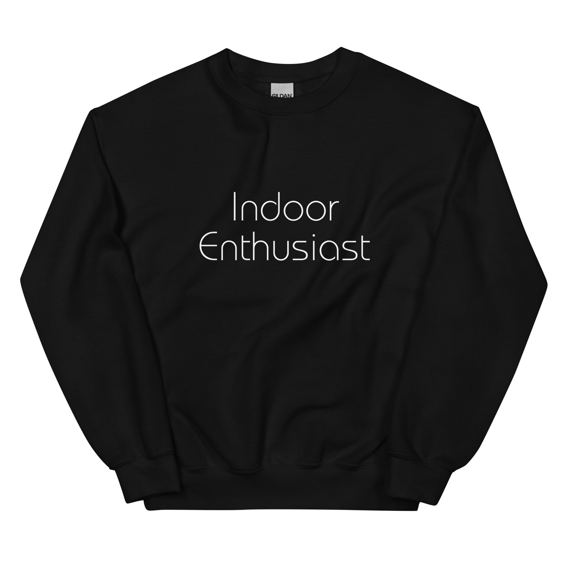 Maroon "Indoor Enthusiast" premium crew neck sweatshirt with ribbed cuffs, soft fleece lining, and comfortable fit.