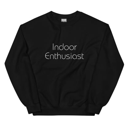 Maroon "Indoor Enthusiast" premium crew neck sweatshirt with ribbed cuffs, soft fleece lining, and comfortable fit.