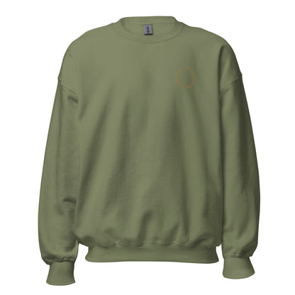 Military green "Create Your Life Consciously" premium crew neck sweatshirt with ribbed cuffs, soft fleece lining, and comfortable fit.