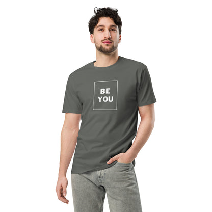 Men’s premium charcoal tee with "Be You" slogan.