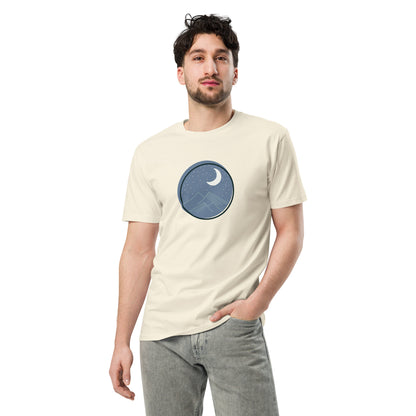 Men’s premium natural tee with moon and mountain design.