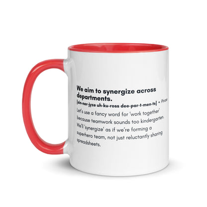 "Synergize Across Departments" Mug – Corporate Humor