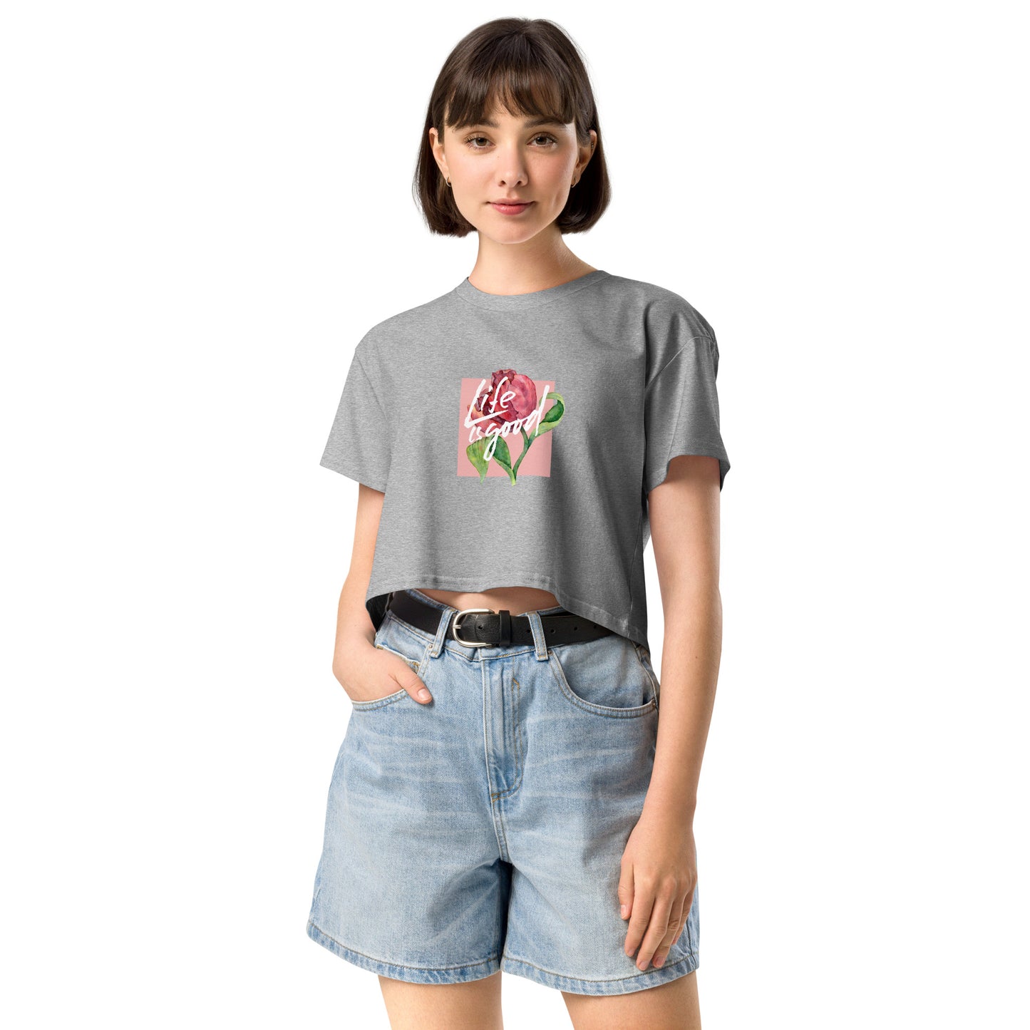 Women’s Inspirational Rose Graphic Crop Top