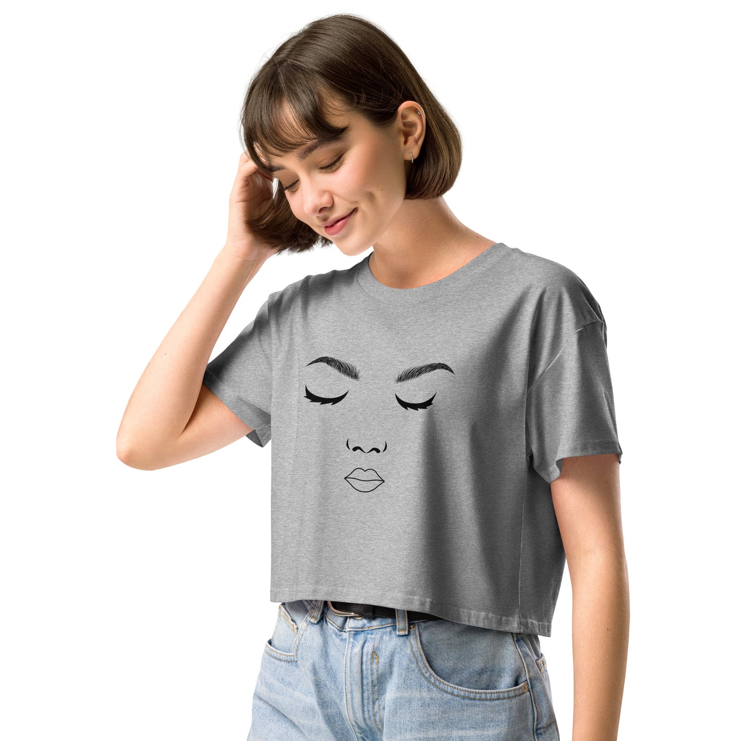 Women's Expressive Face Line Art Crop Top