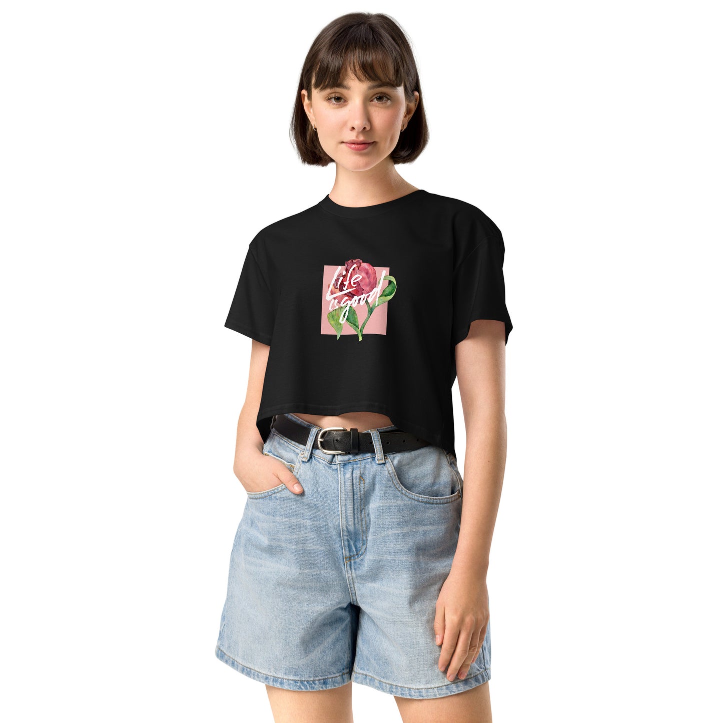 Women’s Inspirational Rose Graphic Crop Top