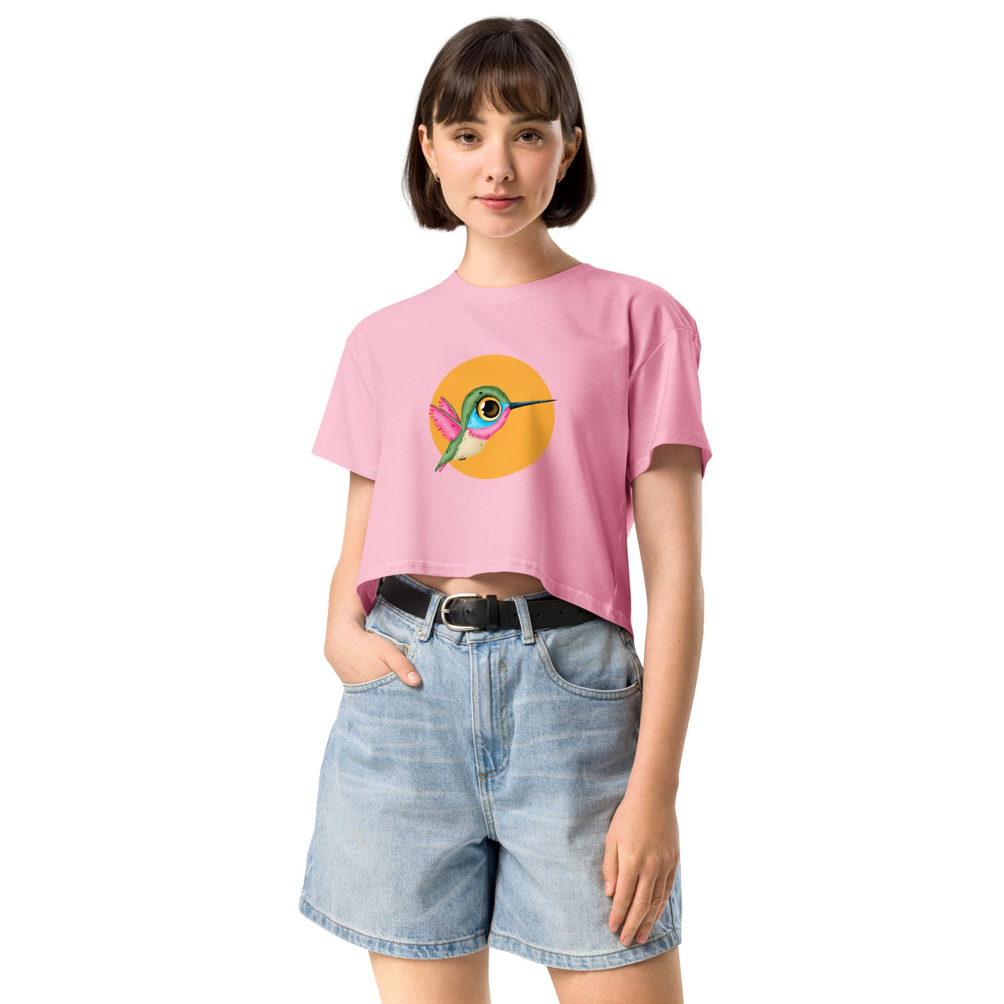 Women’s Quirky Eye Hummingbird Crop Top