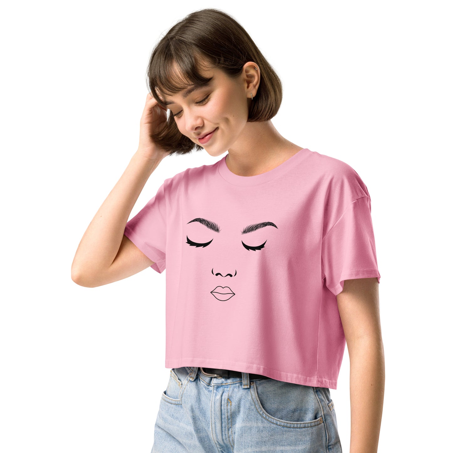 Women's Expressive Face Line Art Crop Top