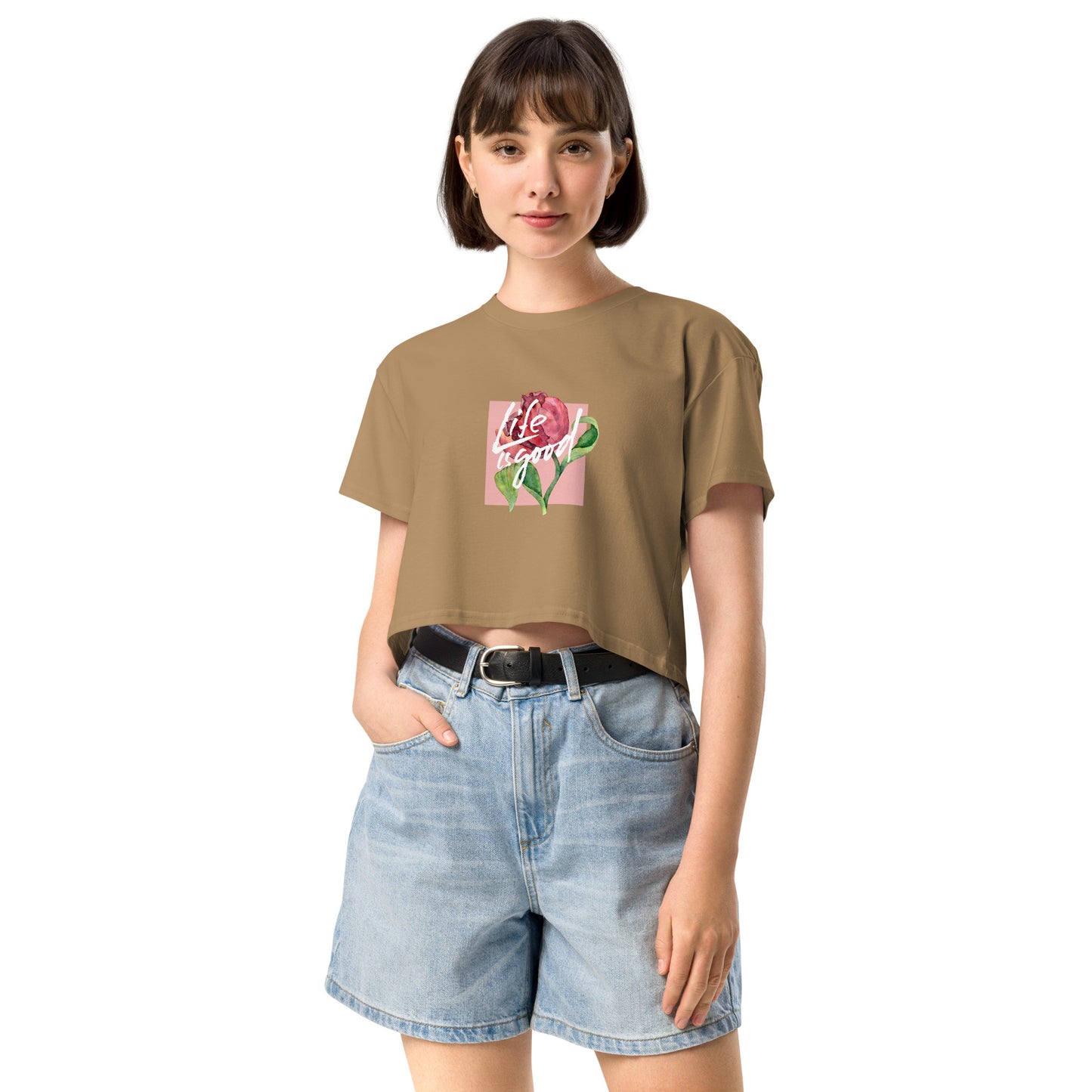 Women’s Inspirational Rose Graphic Crop Top