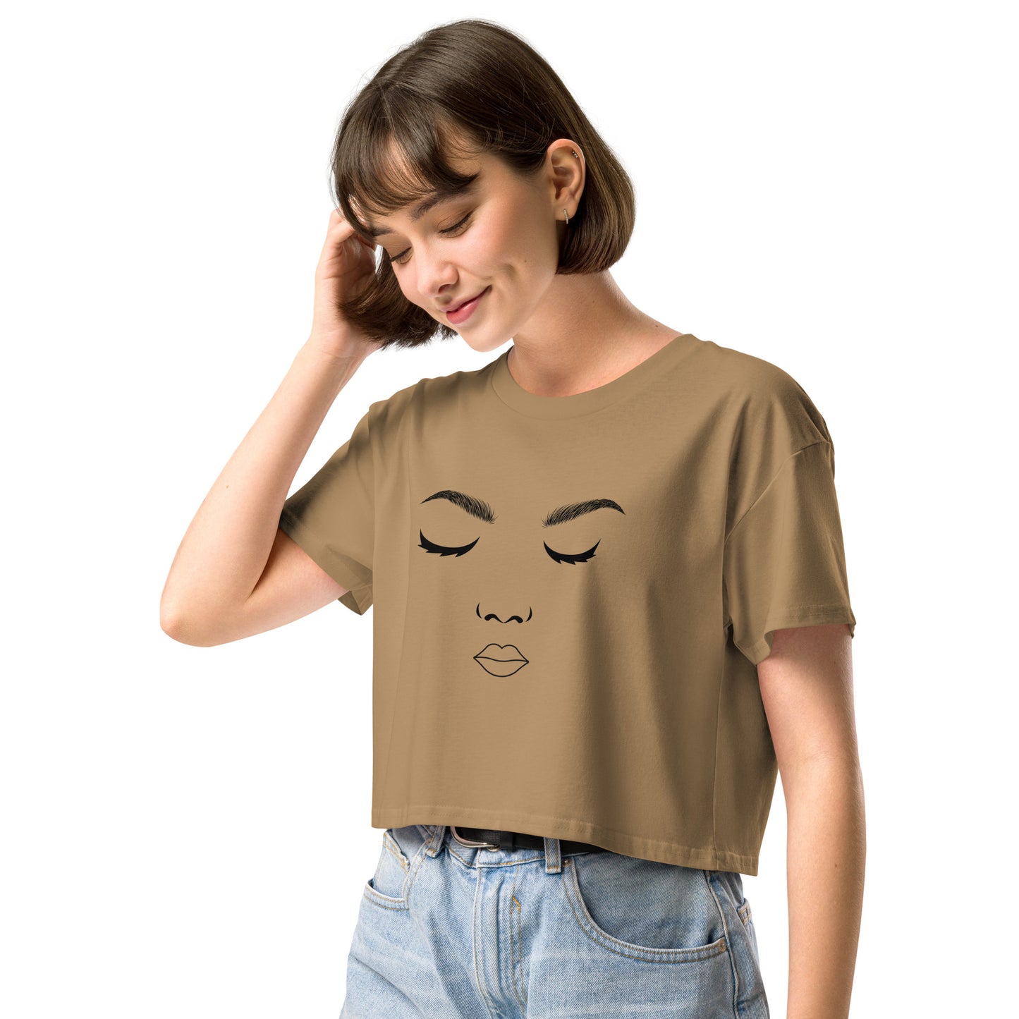 Women's Expressive Face Line Art Crop Top