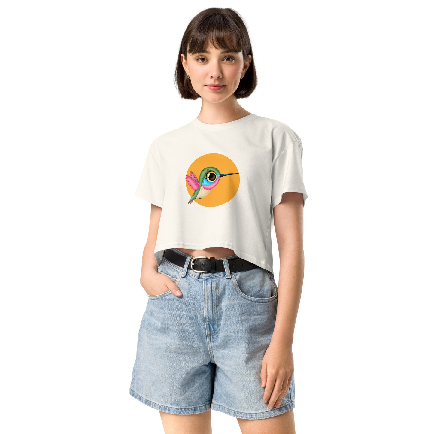 Women’s Quirky Eye Hummingbird Crop Top