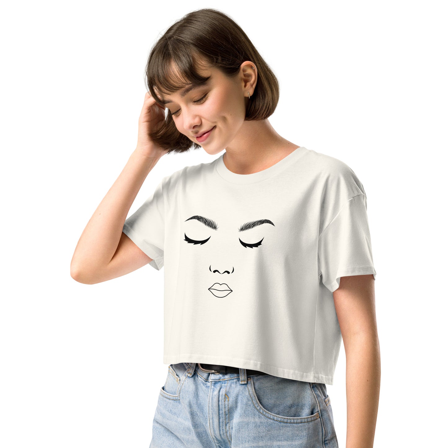 Women's Expressive Face Line Art Crop Top