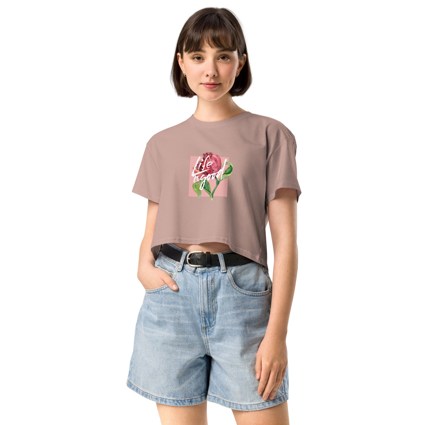 Women’s Inspirational Rose Graphic Crop Top