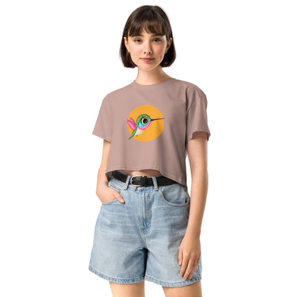 Women’s Quirky Eye Hummingbird Crop Top