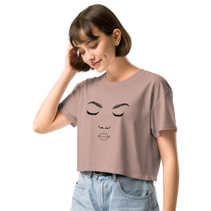 Women's Expressive Face Line Art Crop Top