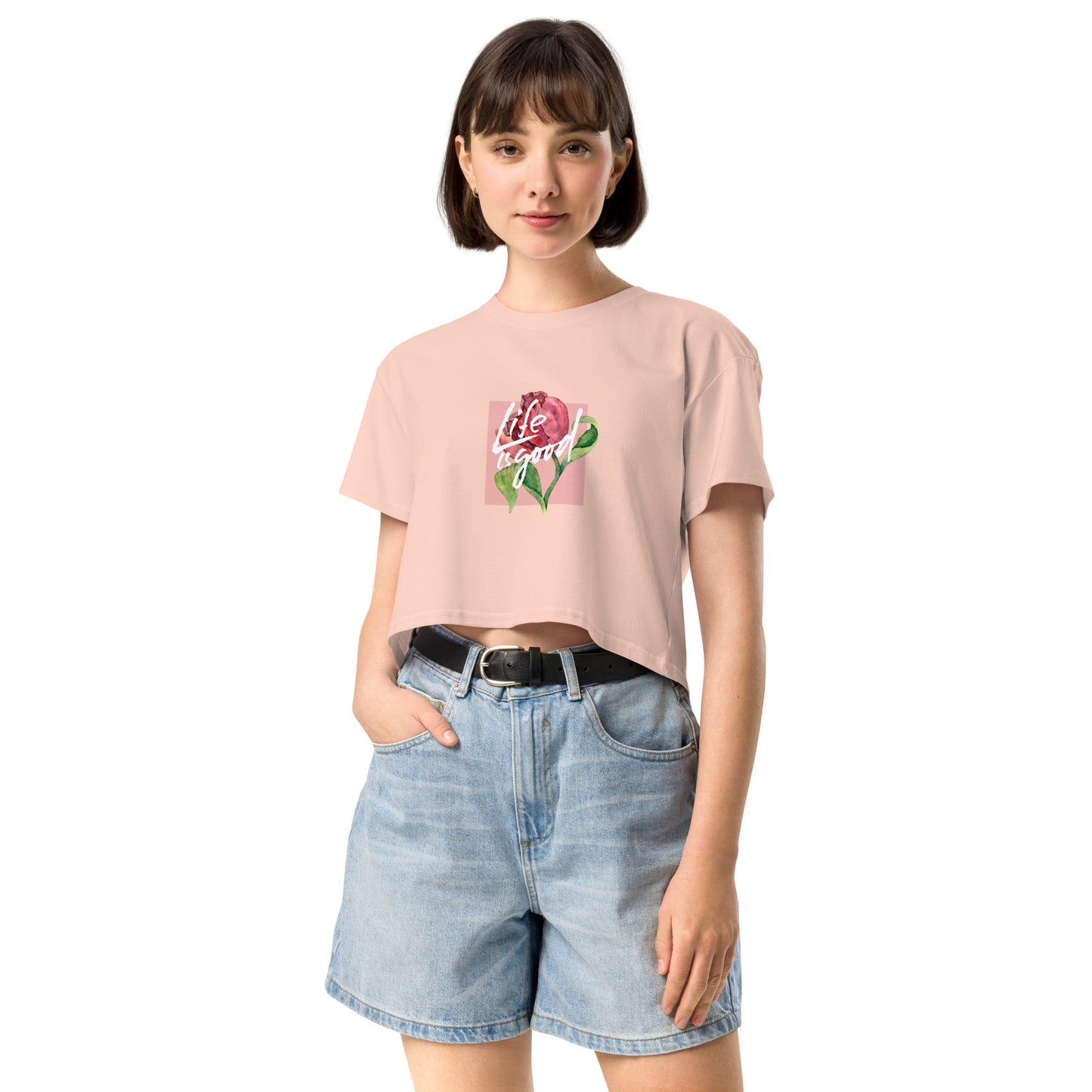 Women’s Inspirational Rose Graphic Crop Top