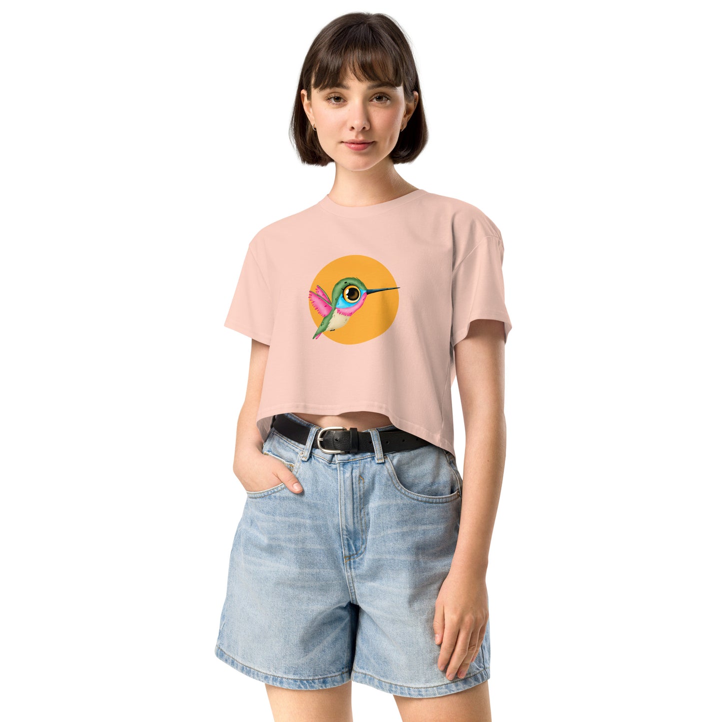 Women’s Quirky Eye Hummingbird Crop Top