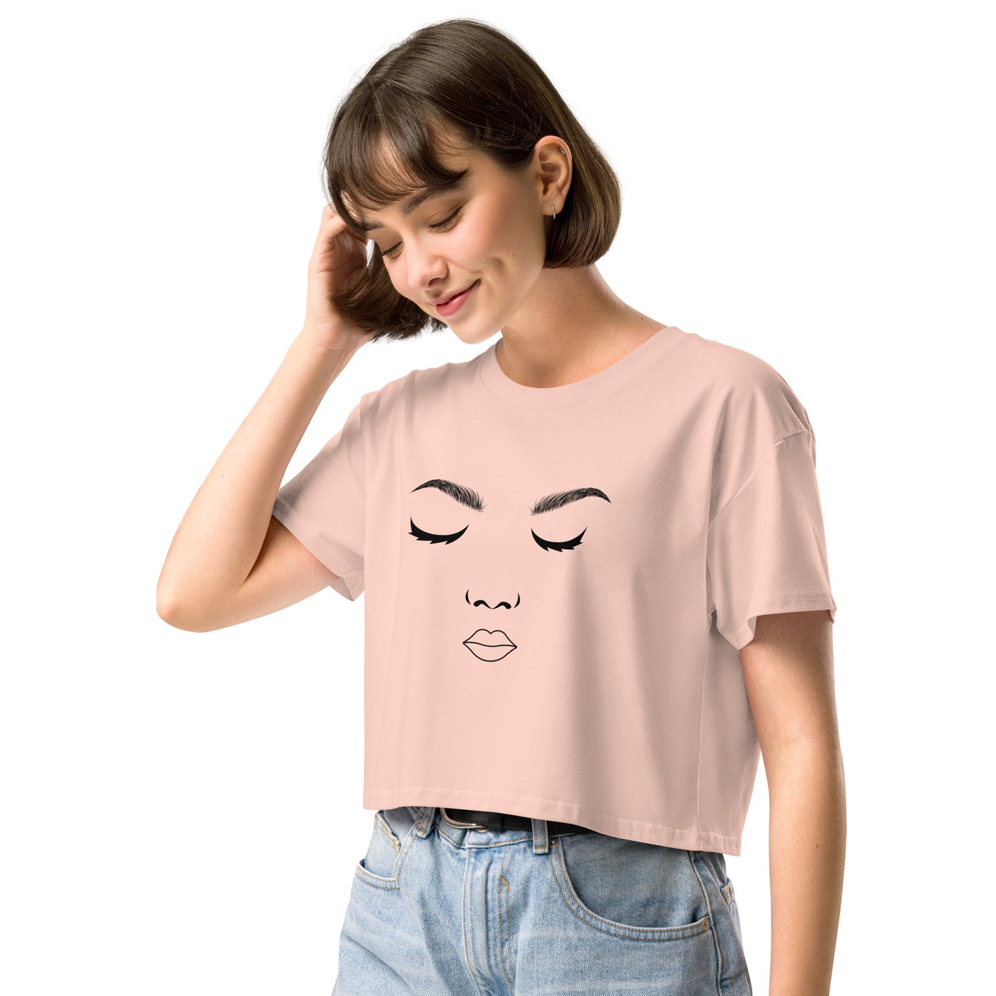 Women's Expressive Face Line Art Crop Top