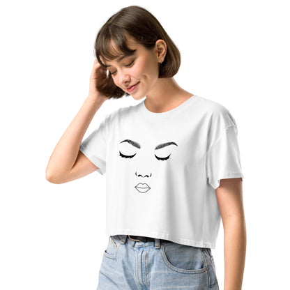 Women's Expressive Face Line Art Crop Top