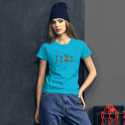 Women's Fitted Tee with Vases and Plants Design