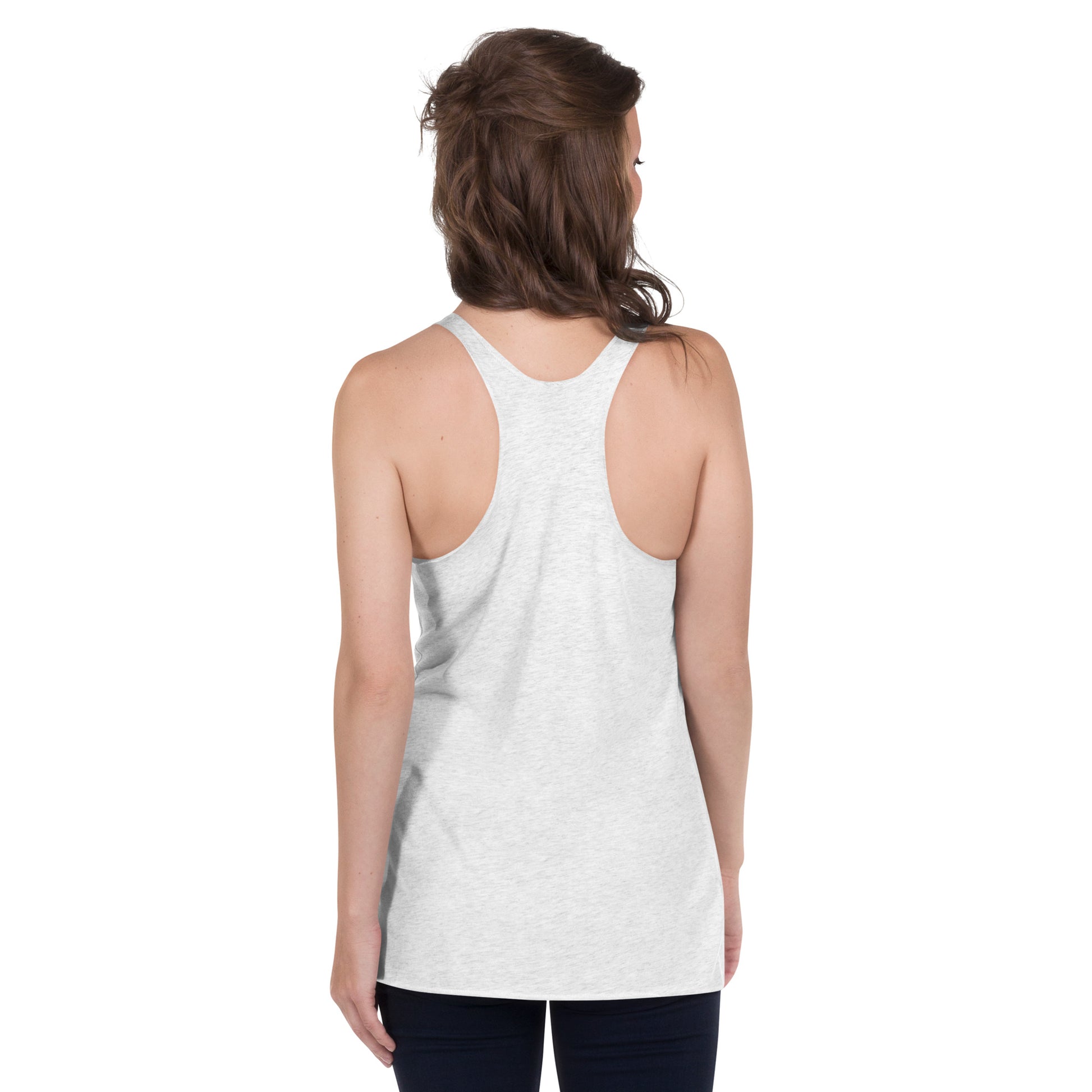 Back of heather white racer back tank