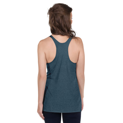 Back of indigo racerback tank.