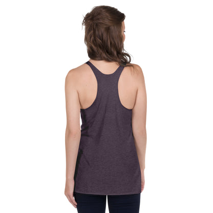 Back of purple racerback tank.