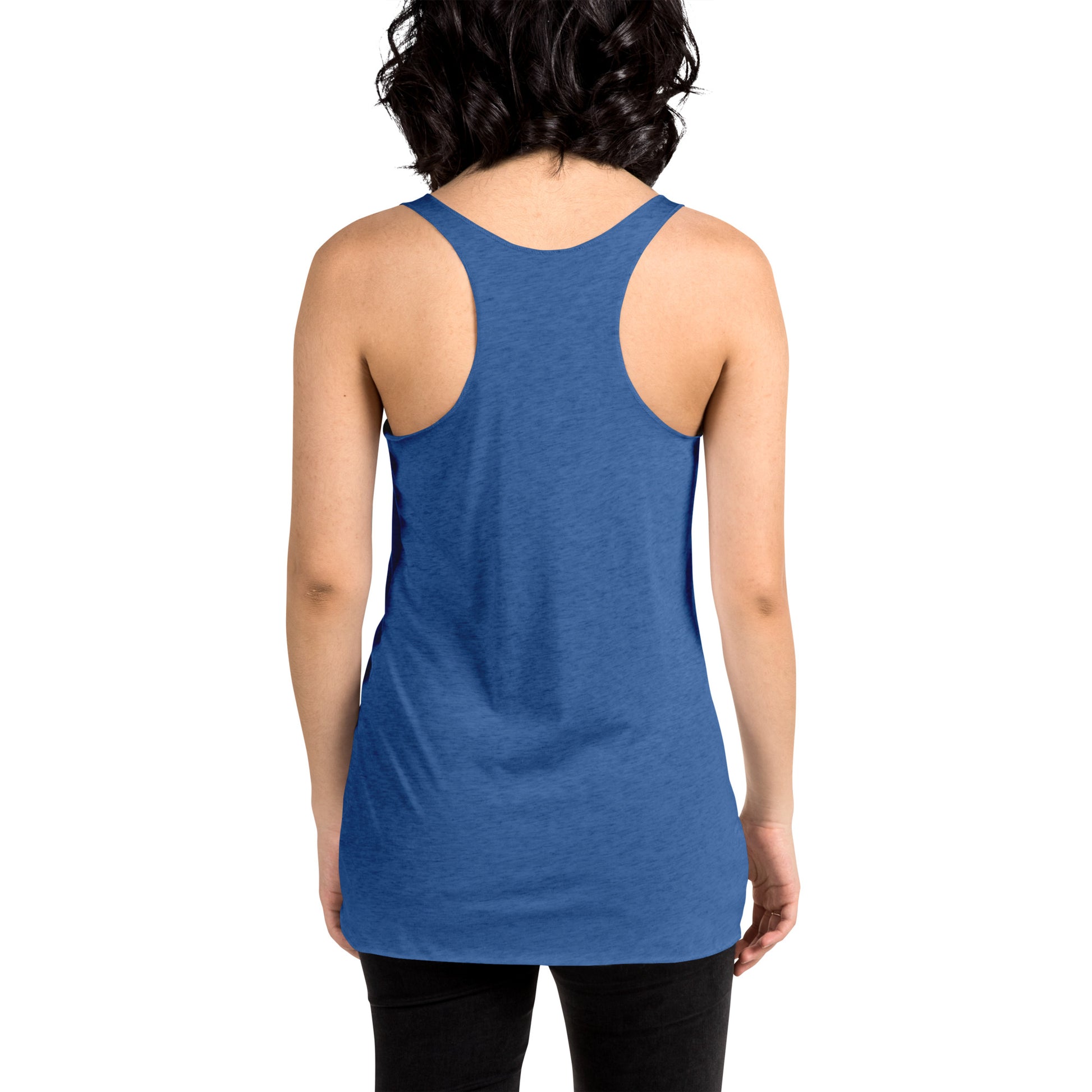 Women showing the back of a vintage royal racer back tank,