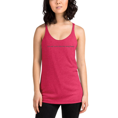 Woman wearing a shocking pink racer back tank with "You Are Your Greatest Investment" text.