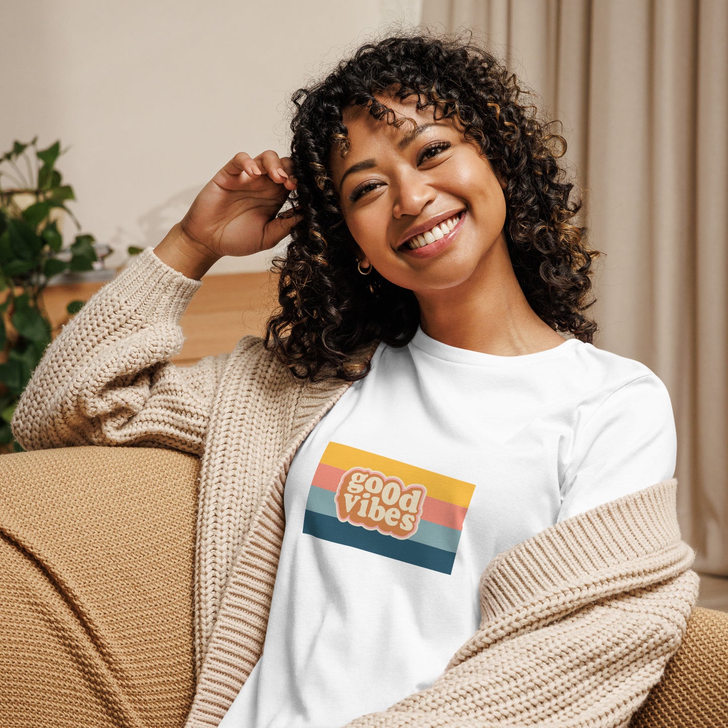 Women’s Relaxed T-Shirt with 'Good Vibes' Graphic